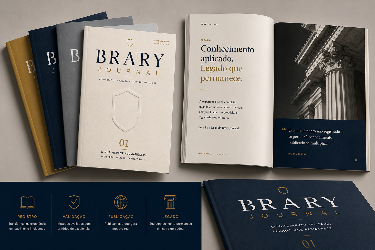Brary Journal — quatro variações de capa empilhadas